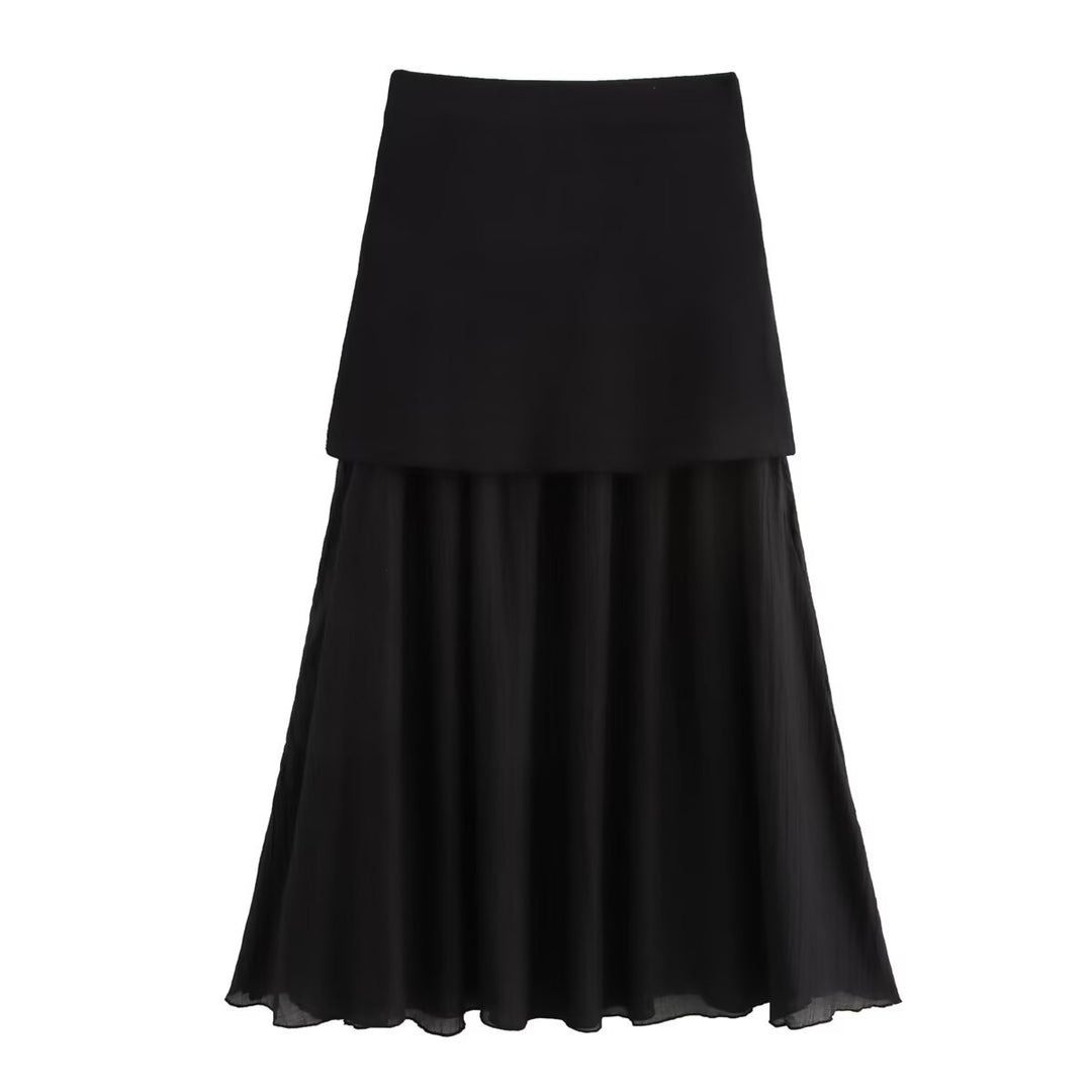 Damen Zweilagiger Chiffon-Maxirock mit glattem Hüftbesatz und A‑Linien‑Fall Echo Archiv