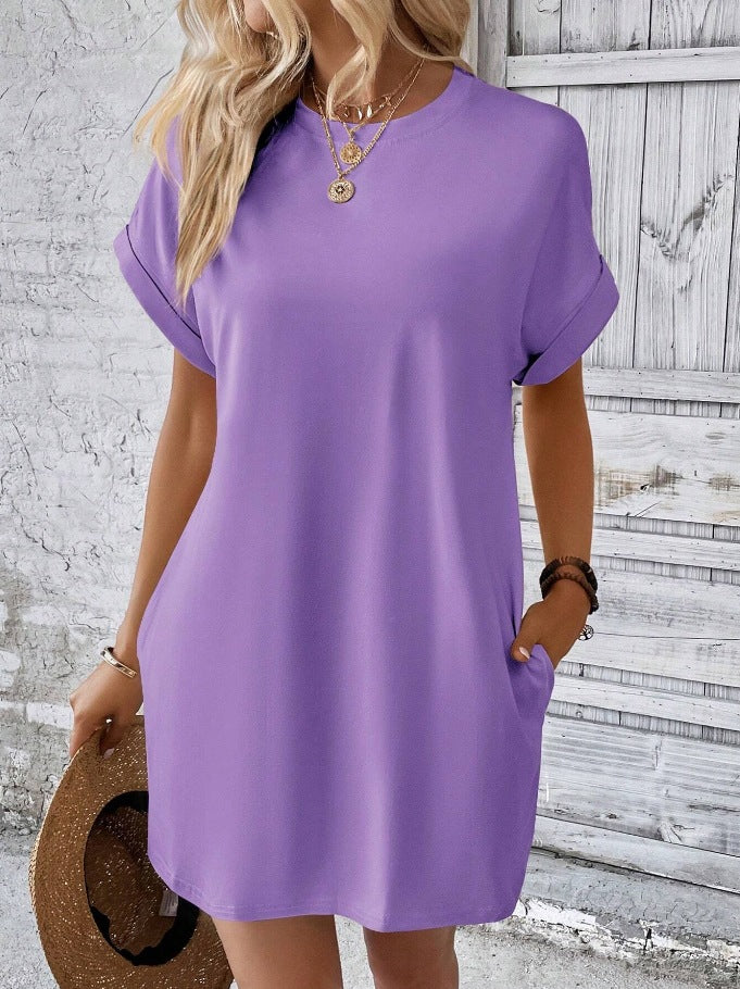Damen Lockeres T-Shirt-Kleid mit praktischen Taschen und lässigem Design Echoarchiv
