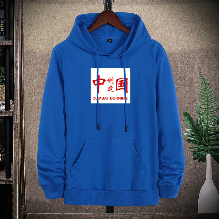 Herren lässiges Kapuzen‑Sweatshirt mit Kängurutasche und Statement‑Print – Cavarno