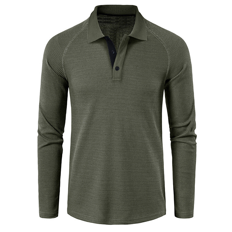 Herren Sportliches Langarm-Poloshirt mit Struktur Echoarchiv