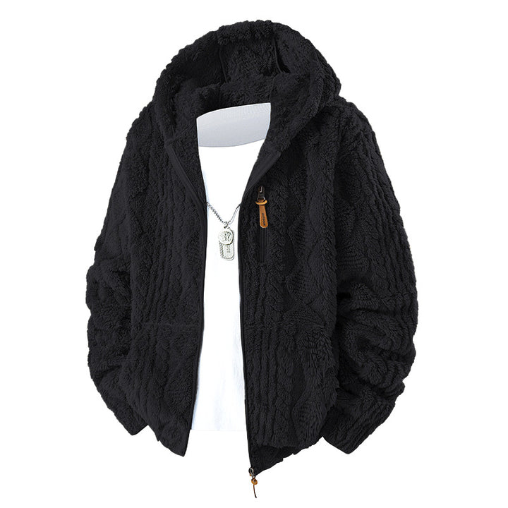Herren Kuschelige Teddy-Fleece Kapuzenjacke mit durchgehendem Reißverschluss und Brusttasche Echo Archiv