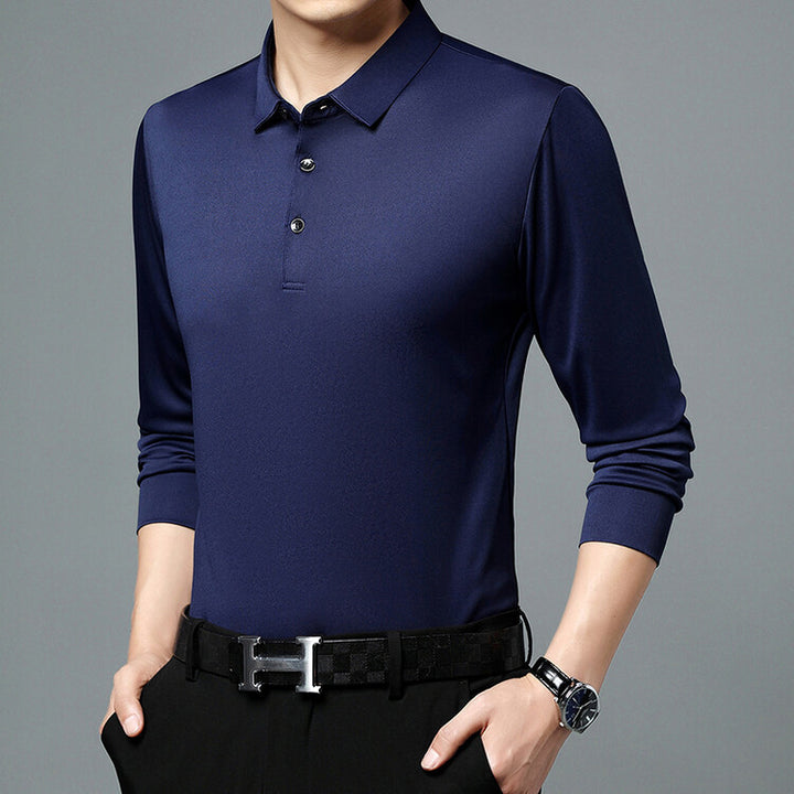 Herren atmungsaktives Langarm Poloshirt mit feuchtigkeitsregulierendem Material Echoarchiv