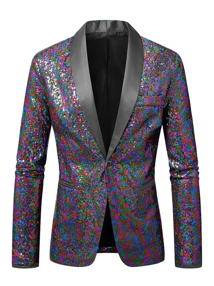 Herren Funkelnder Paillettenblazer mit modernem Schnitt Echoarchiv