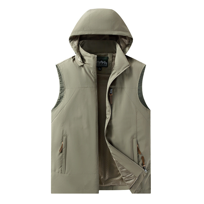 Herren Leichte outdoor‑Weste mit Kapuze, atmungsaktivem Meshfutter und wasserabweisender Shell Echo Archiv