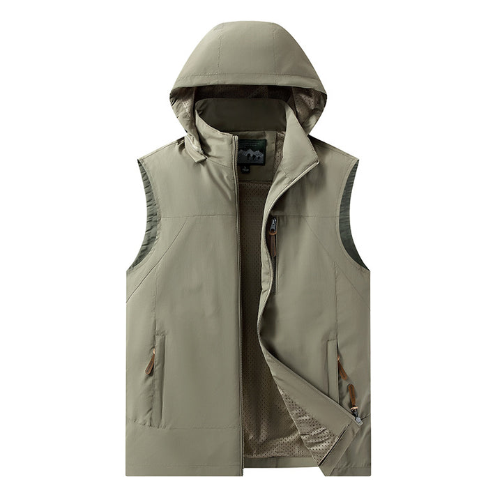 Herren Leichte outdoor‑Weste mit Kapuze, atmungsaktivem Meshfutter und wasserabweisender Shell Echo Archiv