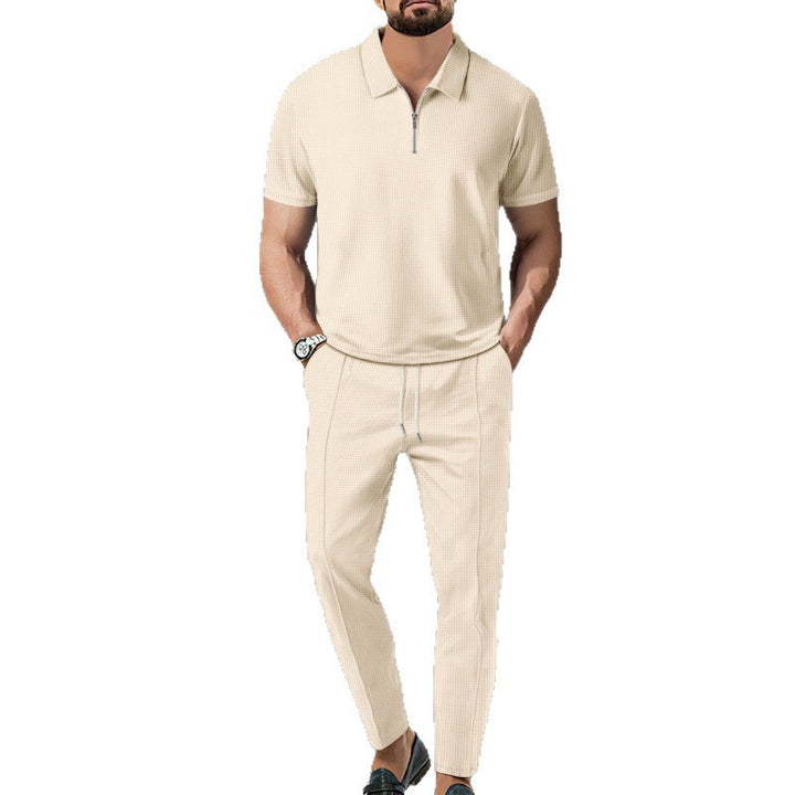 Herren sportliches Zweiteiler Set mit Polo und elastischen Pants Echoarchiv