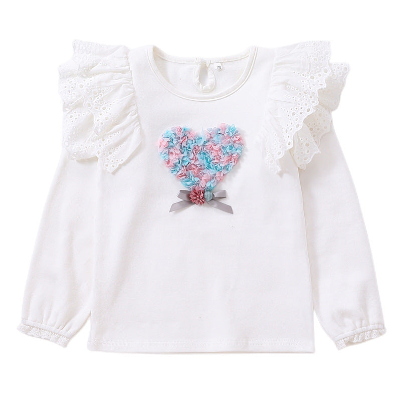 Mädchen Rundhals Sweatshirt mit Rüschendetails und Herzapplikation Echo Archiv