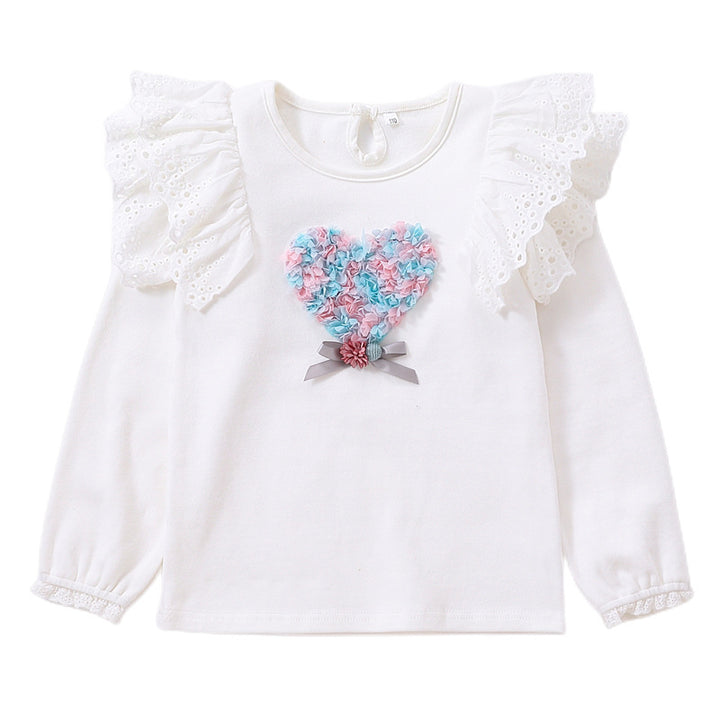 Mädchen Rundhals Sweatshirt mit Rüschendetails und Herzapplikation Echo Archiv