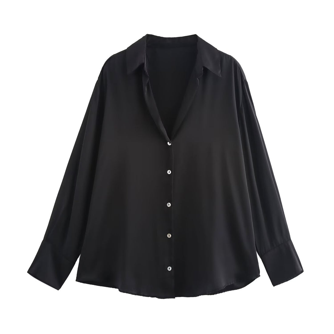 Damen Oversized Satinbluse mit Hemdkragen und breiten Manschetten Echo Archiv