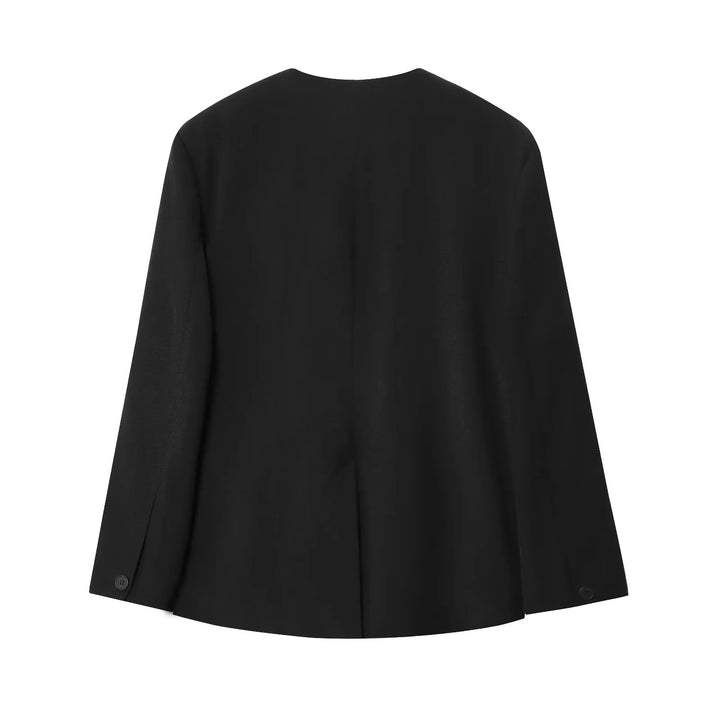 Damen nan taillierter Blazer mit V-Ausschnitt, Pattentaschen und Satinbindegürtel Echo Archiv