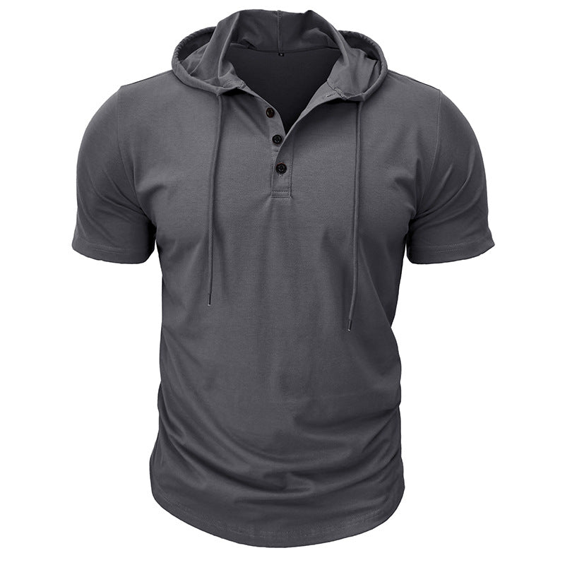 Herren Kurzarm-Hoodie mit Knopfleiste und sportlicher Passform Echoarchiv