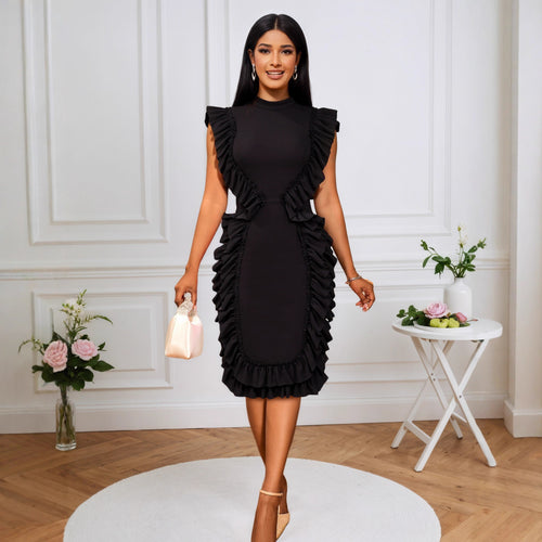 Damen Designer Kleid mit Rüschendetails Echo Archiv