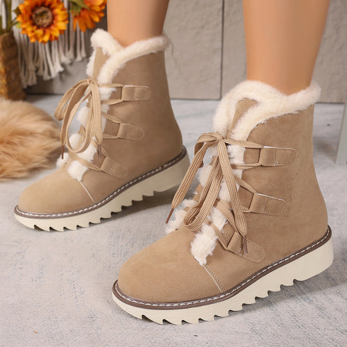 Damen  kurze gefütterte Schnürboots mit Teddyfutter, gesteppter Laufsohle und ergonomischem Komfortfußbett Echo Archiv
