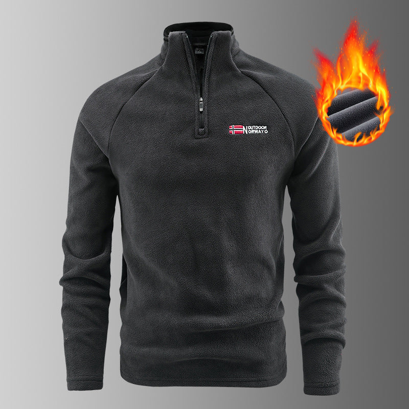 Herren wärmender Mikrofleece-Pullover mit halbem Reißverschluss, ergonomischen Raglanärmeln und gemütlicher Innenstruktur – Marzano