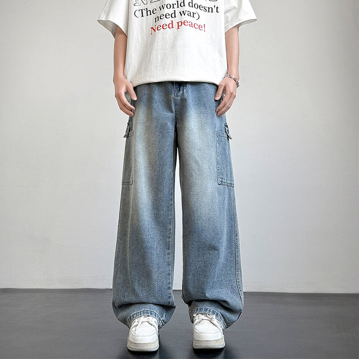 Herren lässige Cargo-Jeans mit weiten Beinen und praktischen Seitentaschen Echoarchiv