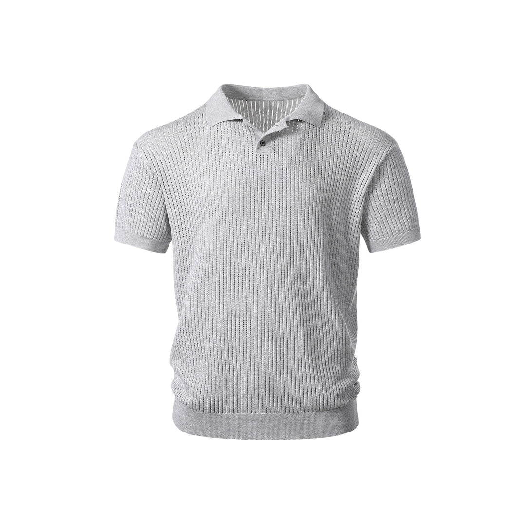 Herren Kurzarm-Feinstrick-Poloshirt mit Strukturstrick und luftiger Perforation Echo Archiv