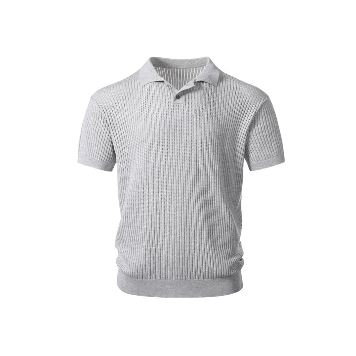 Herren Kurzarm-Feinstrick-Poloshirt mit Strukturstrick und luftiger Perforation Echo Archiv