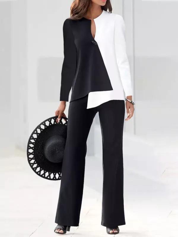 Damen Elegantes und modernes Hosenanzug-Set mit asymmetrischem Design Echoarchiv