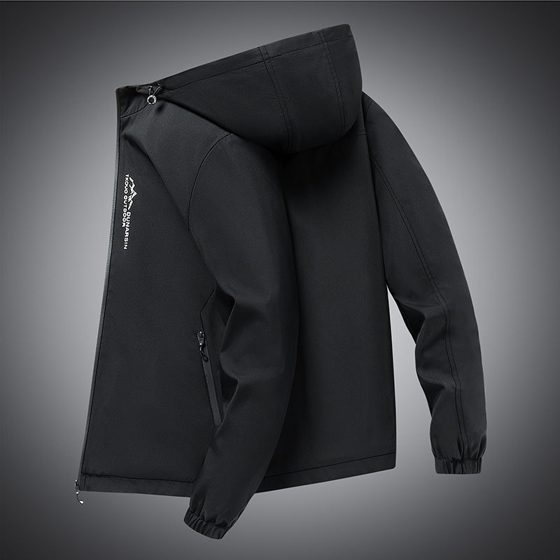 Herren winddichte Softshelljacke mit verstellbarer Kapuze, wasserabweisender Membran und sicheren Reißverschlusstaschen – Taviero
