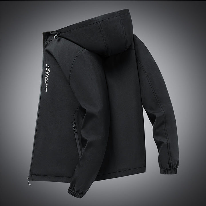Herren winddichte Softshelljacke mit verstellbarer Kapuze, wasserabweisender Membran und sicheren Reißverschlusstaschen – Taviero