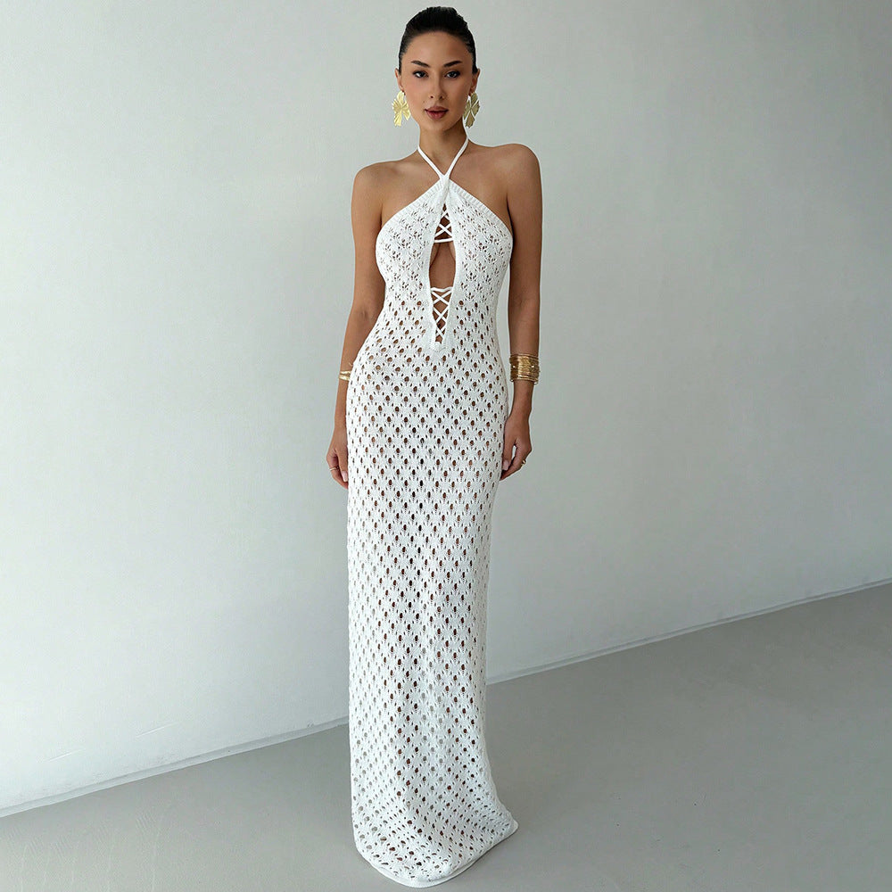 Damen Häkel-Maxikleid mit tiefer Ausschnitt Echo Archiv