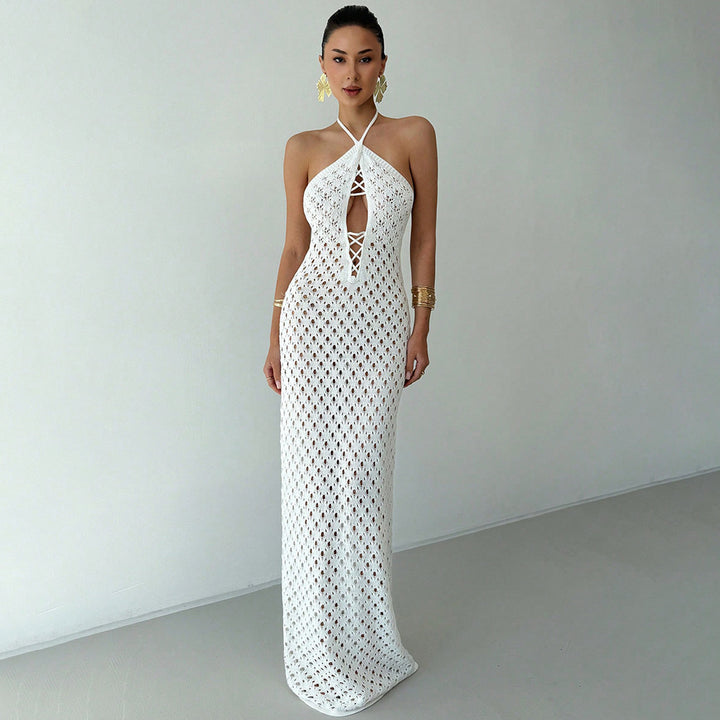 Damen Häkel-Maxikleid mit tiefer Ausschnitt Echo Archiv