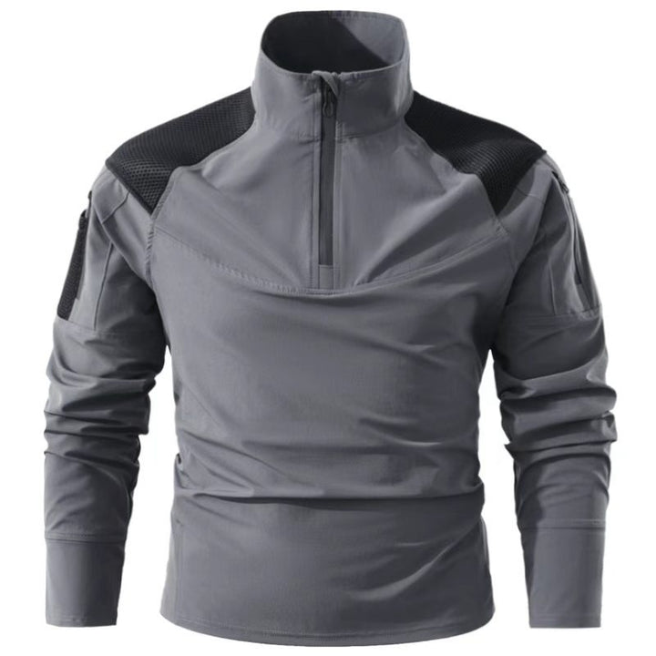Herren nan taktisches Combat-Fieldshirt mit Halbreißverschluss, atmungsaktiven Mesh-Schultern und multifunktionalen Ärmeltaschen Echo Archiv
