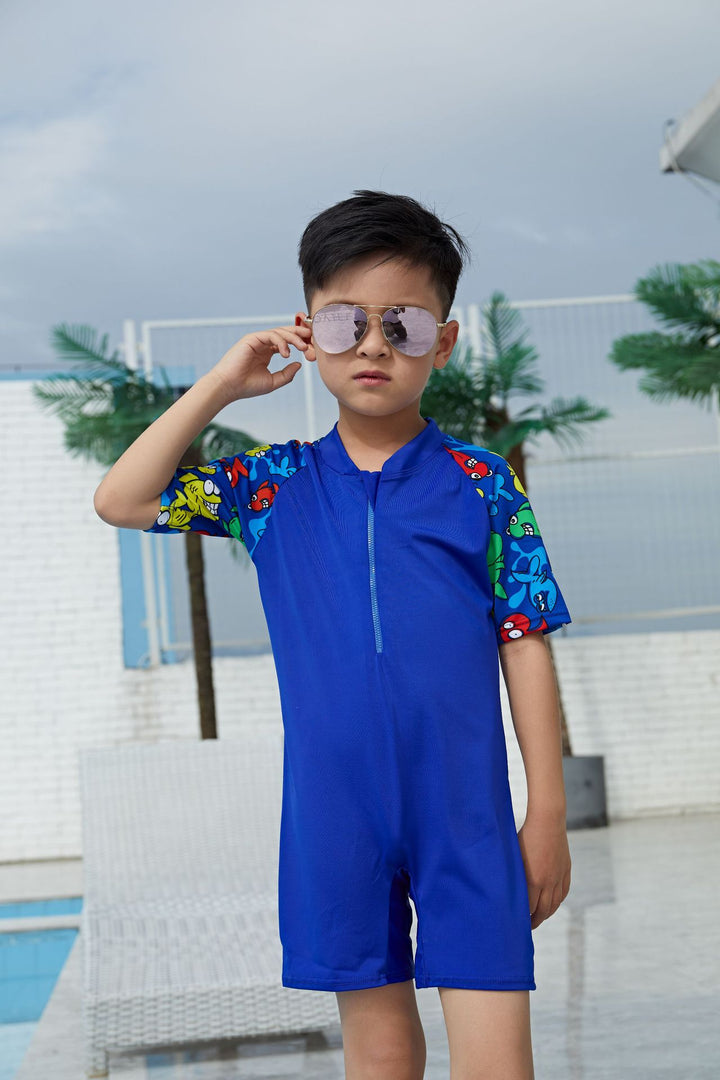 Jungen UV-Schutz Schwimmanzug mit langen Ärmeln und süßem Dinosaurier-Motiv Echo Archiv