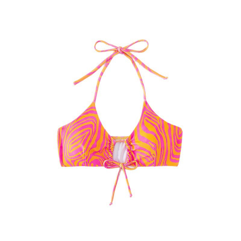 Damen Bandeau-Bikinioberteil mit verspieltem Zebra-Muster und Binde-Detail Echo Archiv