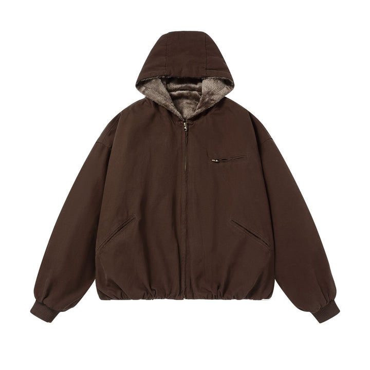 Herren Gefütterte Kapuzenjacke mit Kunstfell-Innenfutter und elastischem Saum Echoarchiv