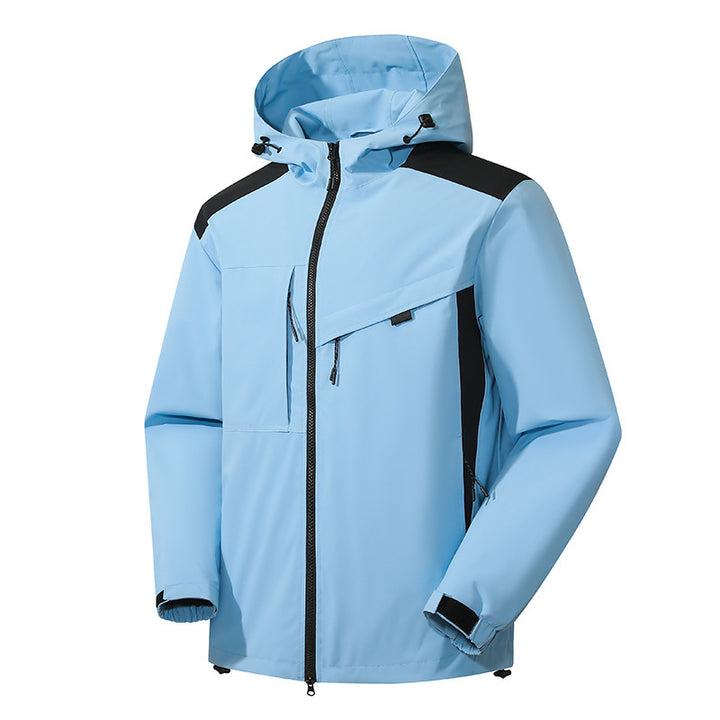 Herren technische Softshelljacke mit Kapuze, diagonalem Brustfach und Multifach-Reißverschlusstaschen Echo Archiv