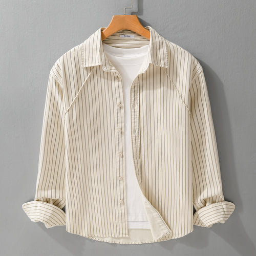 Herren Leichtes Streifen‑Overshirt mit Kentkragen und Raglanärmeln Echoarchiv