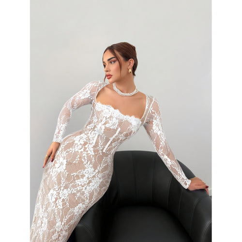 Damen Spitzenkleid mit langem Arm und luxuriösen Details Echo Archiv