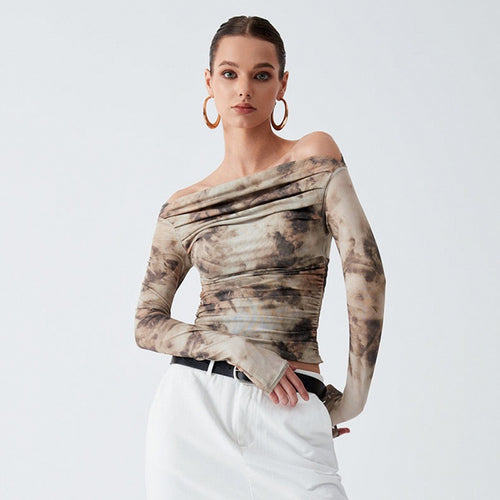 Damen Elegantes Oberteil mit Offshoulder-Passform und drapiertem Design Echo Archiv