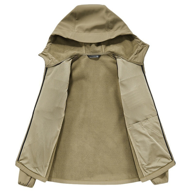Herren Thermo-Softshelljacke mit Sherpa‑Futter, Kapuze und verdeckten Reißverschlusstaschen Echo Archiv