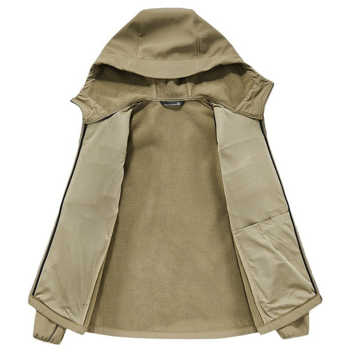 Herren Thermo-Softshelljacke mit Sherpa‑Futter, Kapuze und verdeckten Reißverschlusstaschen Echo Archiv