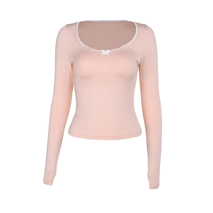 Damen Langarmshirt mit elegantem Rundhalsausschnitt und feinen Spitzenakzenten Echo Archiv
