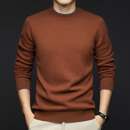 Herren klassischer Rundhals-Pullover aus hochwertiger Wolle Echoarchiv