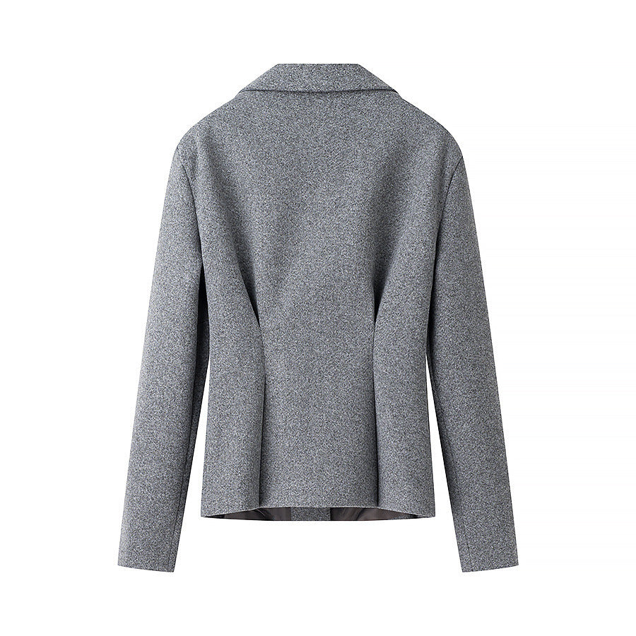 Damen Elegantes zweiteiliges Wollmix-Blazer- und Midirock-Set mit ausgestelltem Midirock Echo Archiv
