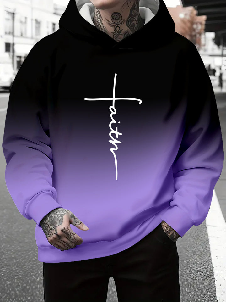 Herren Kapuzenpullover mit subtiler Farbverlauf-Optik und inspirierendem Schriftzug Echoarchiv