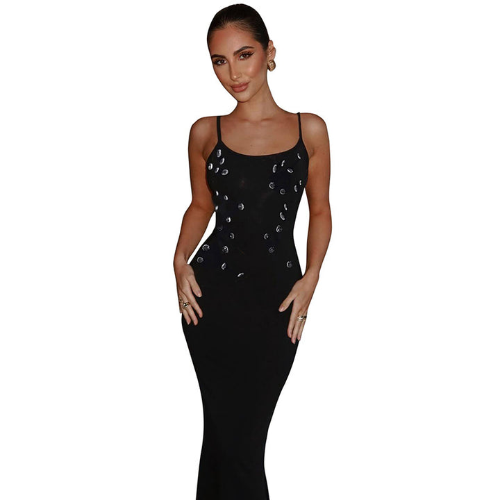 Damen figurbetontes Maxikleid mit schickem Spaghettiträger-Design und elegantem Glitzerakzent Echo Archiv