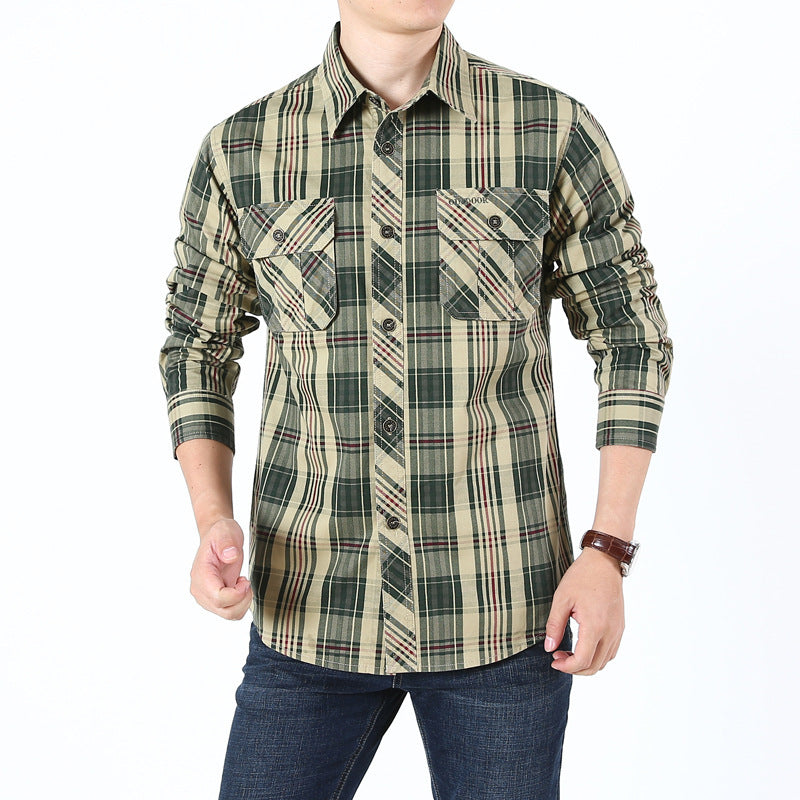 Herren Kariertes Baumwoll‑Overshirt mit Brustpattentaschen – Taviero