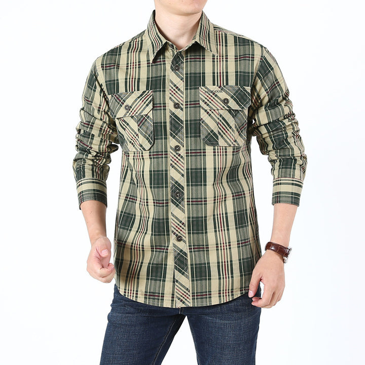 Herren Kariertes Baumwoll‑Overshirt mit Brustpattentaschen – Taviero