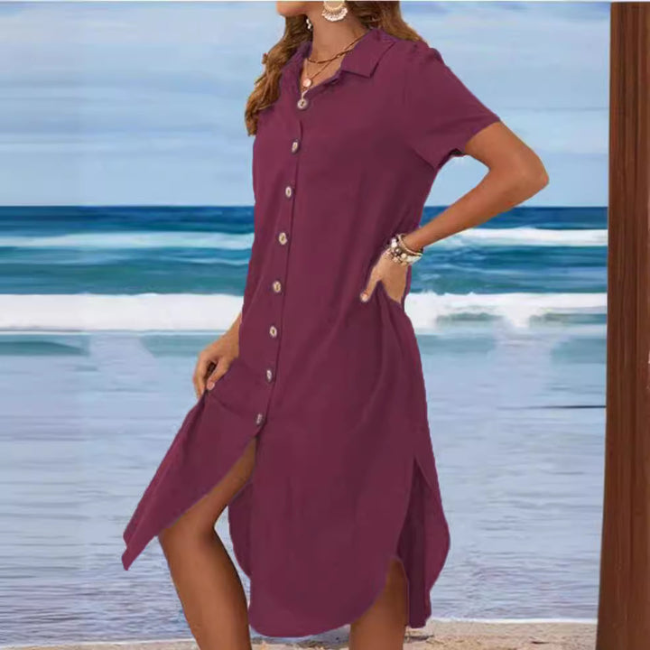 Damen Hemdblusenkleid mit Knopfdetail und schwingendem Saum Echo Archiv