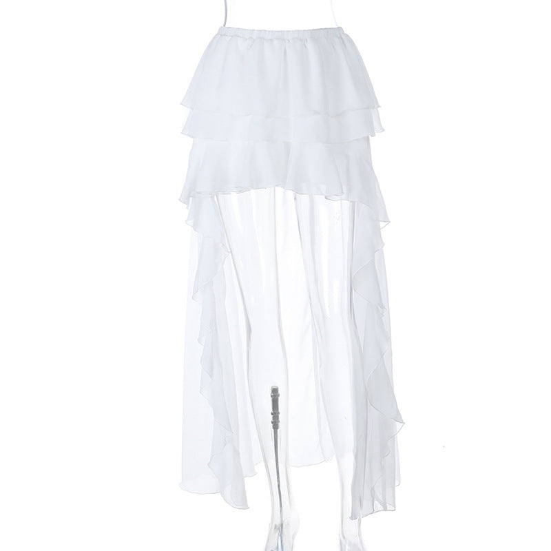 Damen luftiger Maxi-Rock mit Rüschendetails und elastischem Bund Echo Archiv