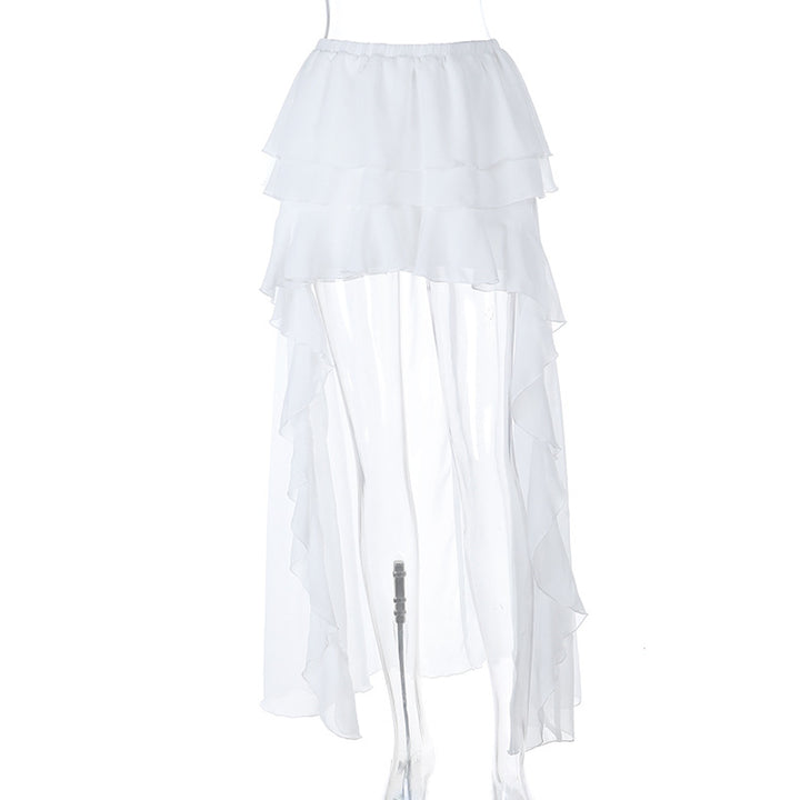 Damen luftiger Maxi-Rock mit Rüschendetails und elastischem Bund Echo Archiv