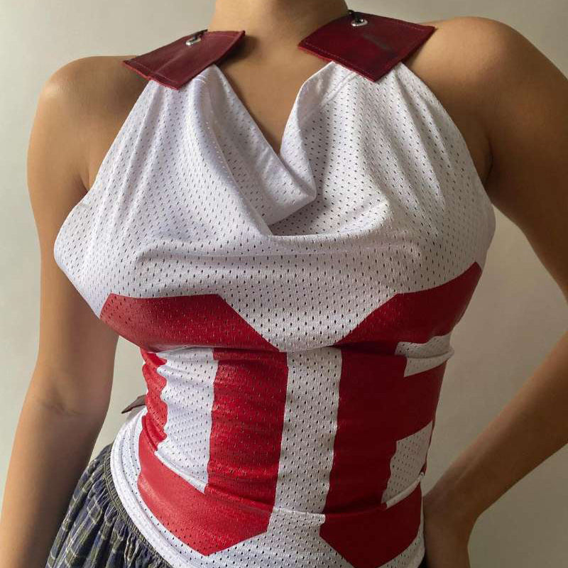 Damen Sportliches Netzoberteil mit asymmetrischem Design und dekorativen Schnürungen Echo Archiv