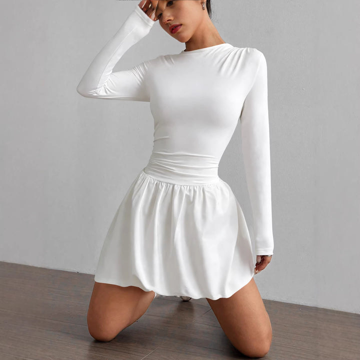 Damen Figurumspielendes Kleid mit langen Ärmeln und gerafftem Saum Echo Archiv