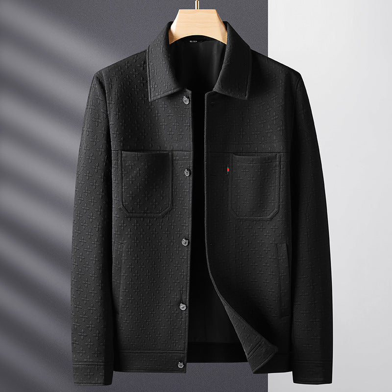 Herren Strukturierte Overshirt-Jacke mit Hemdkragen und aufgesetzten Brusttaschen – Taviero