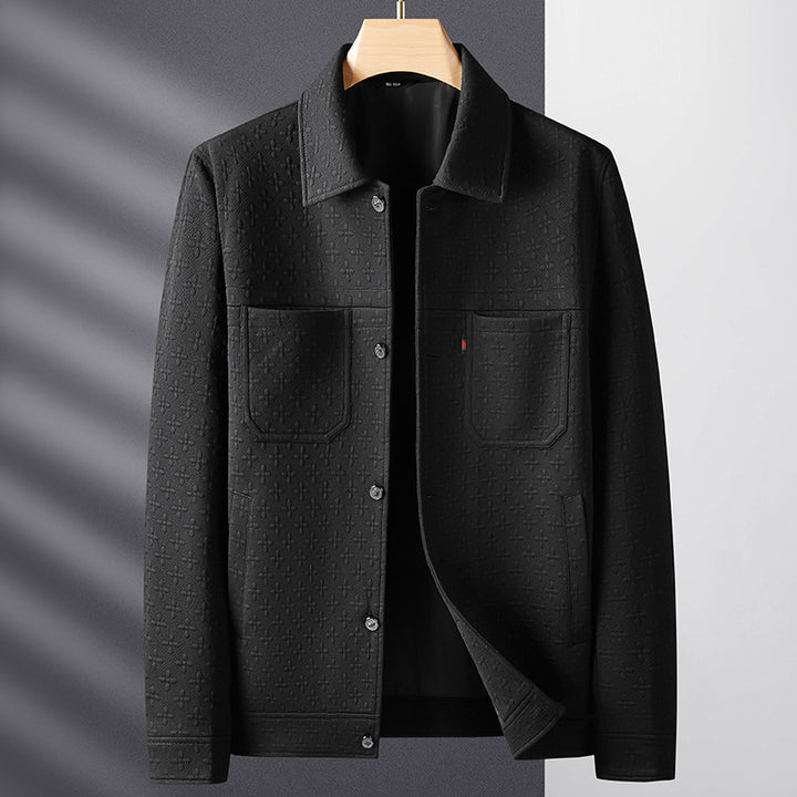 Herren Strukturierte Overshirt-Jacke mit Hemdkragen und aufgesetzten Brusttaschen – Taviero